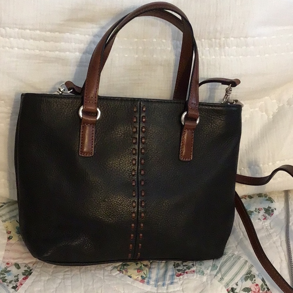Fossil Black Two-tone Tote  EUC